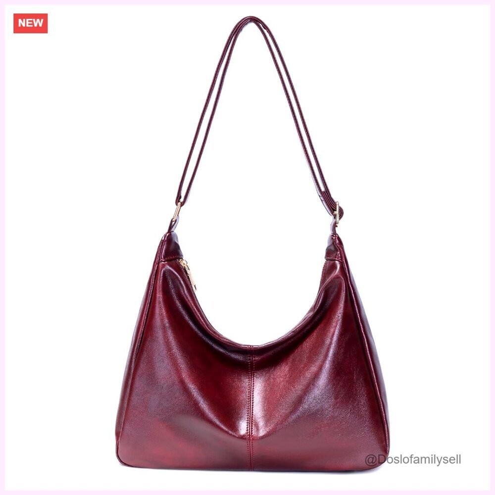 Large Capacity Vegan Leather Hobo Bag with Adjustable Strap, Tote & Crossbody